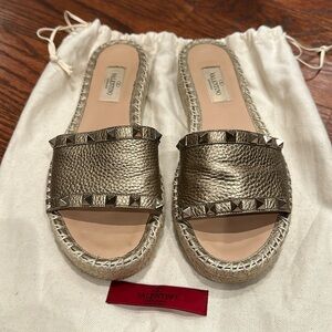 Valentino Rockstud Espadrilles Slides